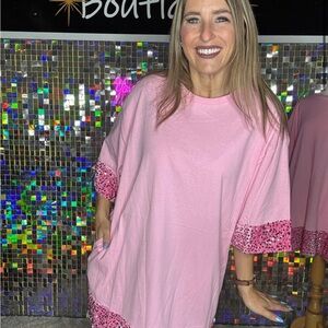 Fantastic Fawn Pink Sequin Trim Dress